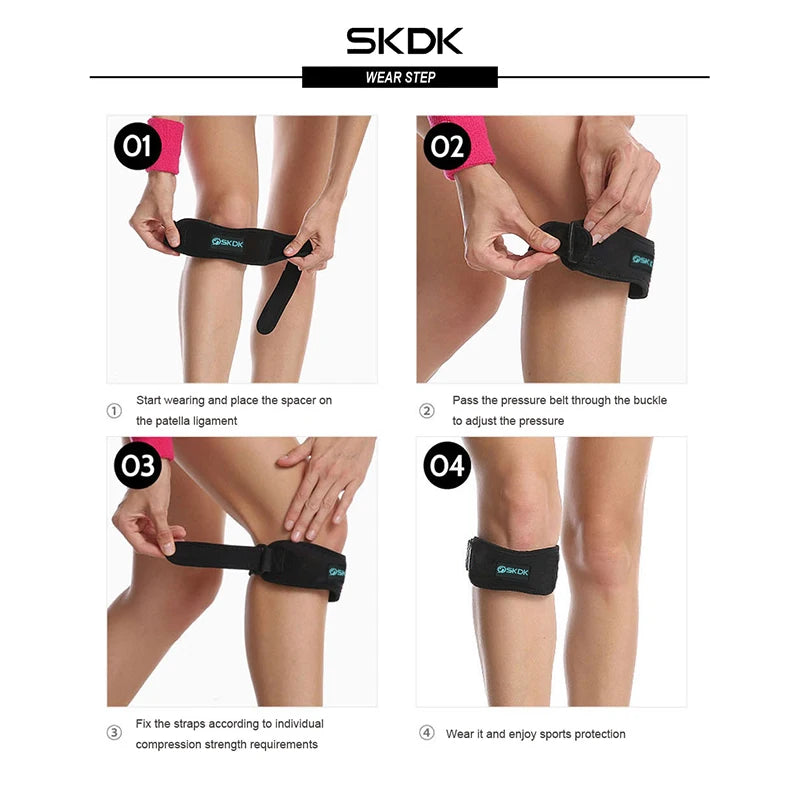 Knee Pain Relief & Patella Stabilizer Knee Strap Brace Support for Hiking, Soccer, Basketball, Running, Jumpers Knee, Tennis, Volleyball & Squats.