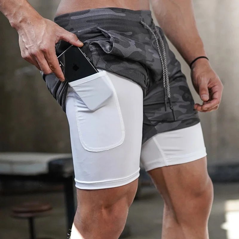 Mens 2 in 1 Running Shorts Quick Dry Athletic Shorts with Liner, Workout Shorts with Internal Pocket and Towel Loop